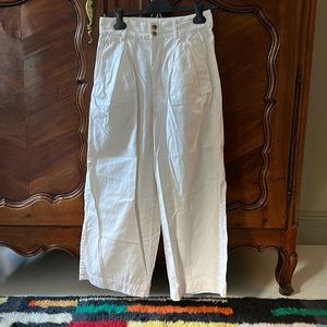Madewell white cotton wide-leg cropped pants Size 4